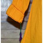 None Handmade Yellow Rococo Embroidered Floral Mexican Blouse Tunic Top Size S Photo 4