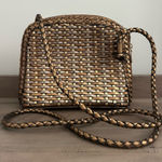 Vintage CEM Woven Leather Bronze, Metallic Gold, Silver Braided Strap Crossbody Gold Photo 0