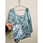 SAU LEE Blue Floral Jacquard Floral Satin Long Sleeve Jen Midi Dress sz US 8 Photo 2