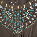 INC International Concepts brown beaded jeweled tank top S Y2K boho festival Photo 2
