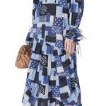 By Malene Birger Malene Birger Amily Printed Patchwork Blue Midi Dress Photo 3