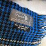 Courtelle Vintage Houndstooth Scarf Fringe Edges EUC France Arylic Blue Black Photo 2