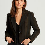 Lena gabrielle New York Tweed Eyelash detail Blazer Jacket Size 6 Vintage Black Photo 0