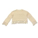 Ellison Sweater Cream Fringe Trim Women’s Large L/S Boutique Boho Knit NWT Photo 3