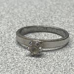 Vintage 14k HGE Gold Solitaire Diamond Ring Classic Engagement Style Size 7 Silver Photo 5