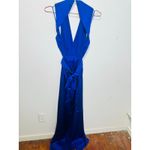 Ramy Brook NWT  Blue Satin Stretch Column Fit Open Back Milan Gown Dress Size 6 Photo 5