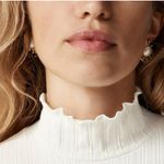 J.Crew Pointelle Knit Turtleneck Long Sleeve Top Cotton Blend Ivory XL NWT Photo 1