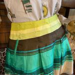 Banana Republic BANANA REPPUBLIC GREEN , BROWN & BLUE STRIPE SILK ROUND SKIRT NWT (8) Photo 6