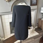 Vince  Black 100% Silk Boatneck Shift Exposed Back Zipper LBD Dress 4 = Small Photo 3