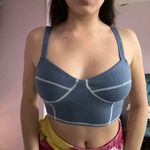 PacSun Pac Cares baby blue cropped corset style outline tank top Photo 5