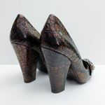 Pura Lopez Buckle Snake Skin Block Heels 37 Size 6.5 Photo 7