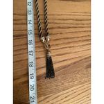 Gold & Black Rope Statement Necklace With Rhinestone Accents & Tassel Boho Chic Photo 6