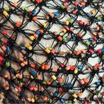 Chico's Vintage Chico’s Y2K Beaded Black Mesh Fringe‎ Shawl Boho Festival Net Wrap OS Photo 2