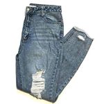 Tinseltown Hi Rise The Mom Jean Distressed Light Wash Raw Hem Jeans Size 13 Photo 0