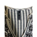 ZARA Women’s TRF Blue Striped Floral Embroidery Dress V-Neck Long Sleeve Size M Photo 4