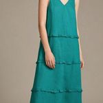 Johnny Was NWOT  Calme Tiered Ruffles V-Neck Trapeze Midi Dress Size S Teal Photo 0