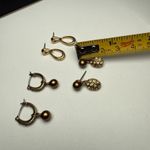 Monet Signed  Gold Tone Dangle Pierced Earrings 2 With Rhinestone Lot Of 3 Photo 1