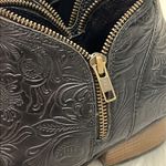 Heiress Black Leather Embossed Zipper Booties 7 B Photo 1