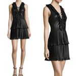 Delfi Collective Black Ruffle Metallic Shimmer Whimsigoth Party Dress Size Small Photo 1