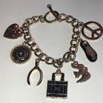 Silver Tone Wishbone Bird Shoe Purse Peace Charm Bracelet Photo 2