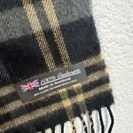 Scotland Unisex Rectangle Scarf 100% Cashmere Black Gray Tan Plaid Fringe Trim Photo 6