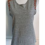 J.Crew  • GREY ORANGE BEADED JEWELED EMBELLISHED MUSCLE TANK TOP Photo 1