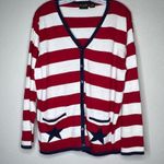 Vintage C&B Sport American Flag Cardigan Sweater Red Size 1X Photo 1