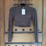Pull & Bear Elegant Brown Long Sleeve Women's Crop Top Size S Photo 0