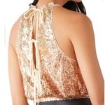 Free People  Lights Out Sequin Halter Cropped Top Neutral Combo Gold Color Sz XL Photo 1
