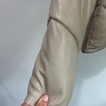 Abercrombie & Fitch Abercrombie Vegan Leather Puffer Jacket Size M Neutral Beige Cropped Winter Photo 9