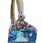10k 10KT Karat Fine Solid White Gold Blue Topaz & Diamond Ring Women’s 6.5 Photo 8