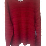 Liz Claiborne 3x Women's Rich Red Crew Neck Sweater Long Sleeve Glitter Metallic Photo 0