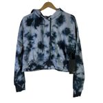 NWT 90 Degree By Reflex Hoodie Womens M Blue Tie Dye Crop Fleece Cool Girl Urban Size M Photo 1