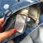 Madewell Blue and White Jean Shorts High-Waisted Frayed Photo 5