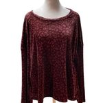 Nicole Miller Red & Pink Animal Print Velvet Long Sleeve Pullover Sweatshirt XL Photo 2