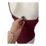Windsor women’s size medium, dark red maroon bodysuit plunging lace neckline Photo 4