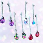 Handcrafted post earrings with Swarovski medium vitrail crystal Silver Photo 5