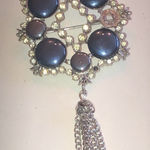 Celebrity NY Vintage Silver Tone and Metallic Black Brooch Photo 0