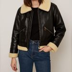 Jonathan Simkhai Vegan Leather Sherpa Aviator Bomber Jacket Womens XS Black Photo 0