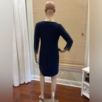 MSK Navy Pullover Dress. Special Occasion. Beautiful Rhinestone & Pearl Beading Photo 4
