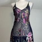 Frederick's of Hollywood Women’s Silk floral slip dress. Navy blue burnout Sz SMALL Photo 0