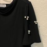 Vintage Elegant Black Top with Pearl Accents on short sleeves Photo 3
