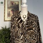 CH Chancelle Women Blouse Size 14 Collared V Neck Long Sleeve Open Front Button Photo 2