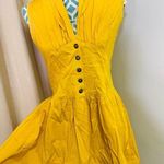 JM Collection Yellow Knee Length Dress Sleeveless High Waist Ruffle Hem Belted Shirt Dress USA Photo 0
