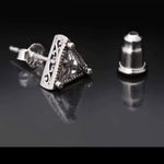 Boutique NEW Unisex Triangle Simulated Diamond 925 Silver Stud Earrings Photo 4