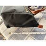 Frye Nylon Tote Satchel Bag Black with Brown Leather Trim Zip Pocket Everyday Photo 3