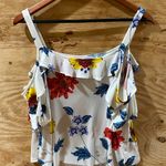 New York & Co. Floral Top Ruffle Cold Shoulder M Photo 0