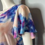 Buddy Love Tie Dye Pink Blue Flutter Sleeve V Neck Loose Fit Boho Blouse Top M Size M Photo 3