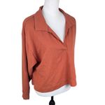 Athleta  Retroterry Polo Sweatshirt Oversized Orange V-Neck Top Long Sleeve Shirt Photo 1
