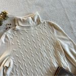 Talbots Lambswool Blend Cream White Cable Knit Turtleneck Pullover Sweater Photo 4